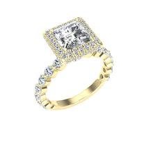 Load image into Gallery viewer, The Marlin - Princess Cut Double Edge Halo Ring