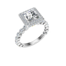 Load image into Gallery viewer, The Marlin - Princess Cut Double Edge Halo Ring