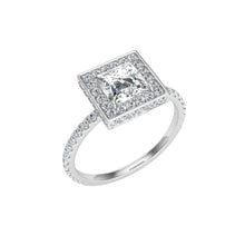 Load image into Gallery viewer, The Lara - Princess Cut Double Edge Halo Ring