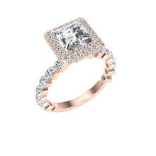 Load image into Gallery viewer, The Marlin - Princess Cut Double Edge Halo Ring