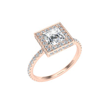 Load image into Gallery viewer, The Lara - Princess Cut Double Edge Halo Ring