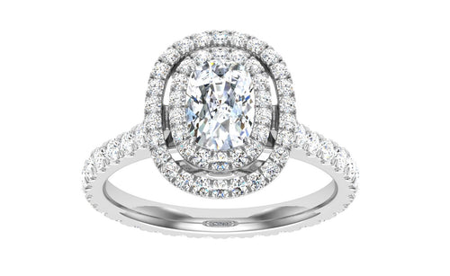 The Hailey - Elongated Cushion Cut Halo Ring