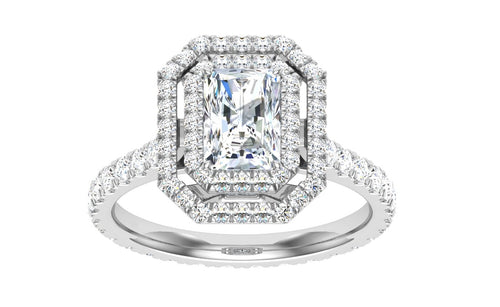 The Kim - Radiant Cut Halo Ring