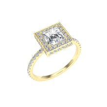 Load image into Gallery viewer, The Lara - Princess Cut Double Edge Halo Ring