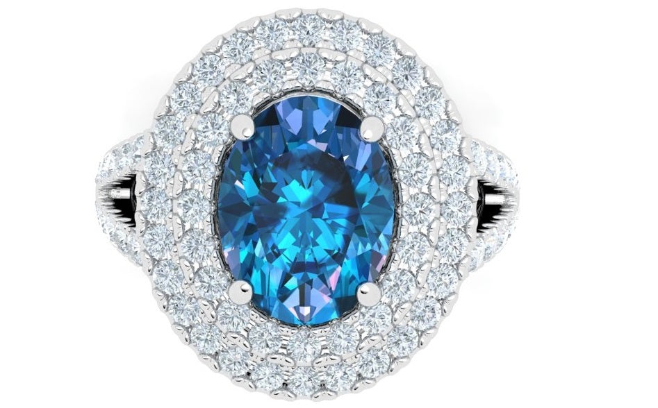 The Ayesha - Sapphire Double Halo Ring
