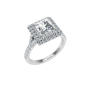 The Thea- Radiant Cut Double Halo Ring