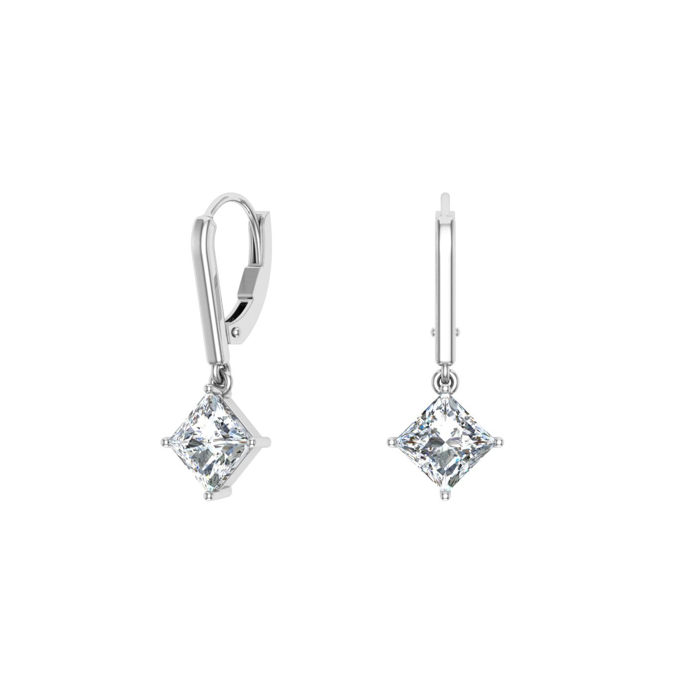 Princess cut diamond 2025 leverback earrings