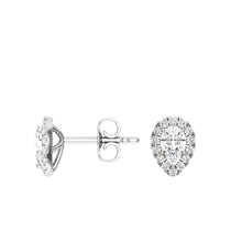 Load image into Gallery viewer, Pear Cut Halo Studs