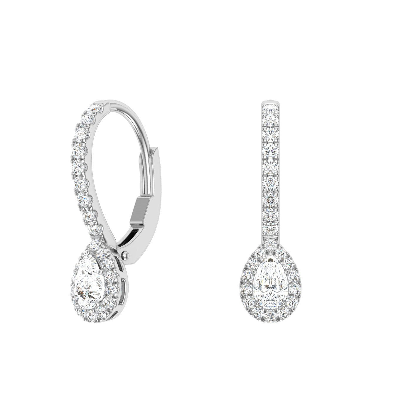 Always Here For You Pear Cut Drop Earrings 10K White Gold Diamond White
