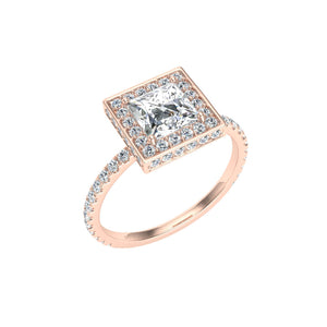 The Lara - Princess Cut Double Edge Halo Ring