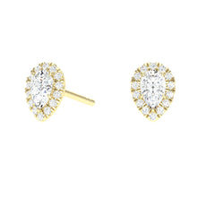 Load image into Gallery viewer, Pear Cut Halo Studs