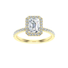 Load image into Gallery viewer, The Faith - Emerald Cut Halo Ring