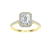 Load image into Gallery viewer, The Julia - Emerald Cut Halo Ring