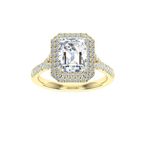 The Paige- Emerald Cut Double Halo Ring