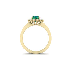 Load image into Gallery viewer, The Caitlyn - Oval Emerald Halo Ring