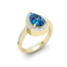 Load image into Gallery viewer, The Kate - Sapphire Pear Halo Ring
