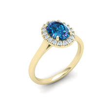 Load image into Gallery viewer, The Alexa - Oval Sapphire Halo Ring