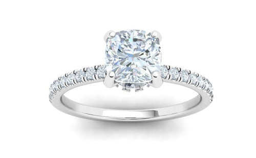 The Hannah - Cushion Cut Hidden Halo Ring