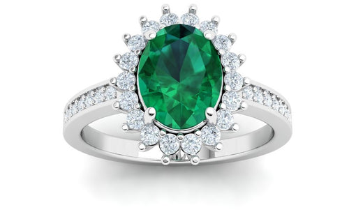 The Caitlyn - Oval Emerald Halo Ring