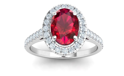 The Caroline - Oval Ruby Halo Ring