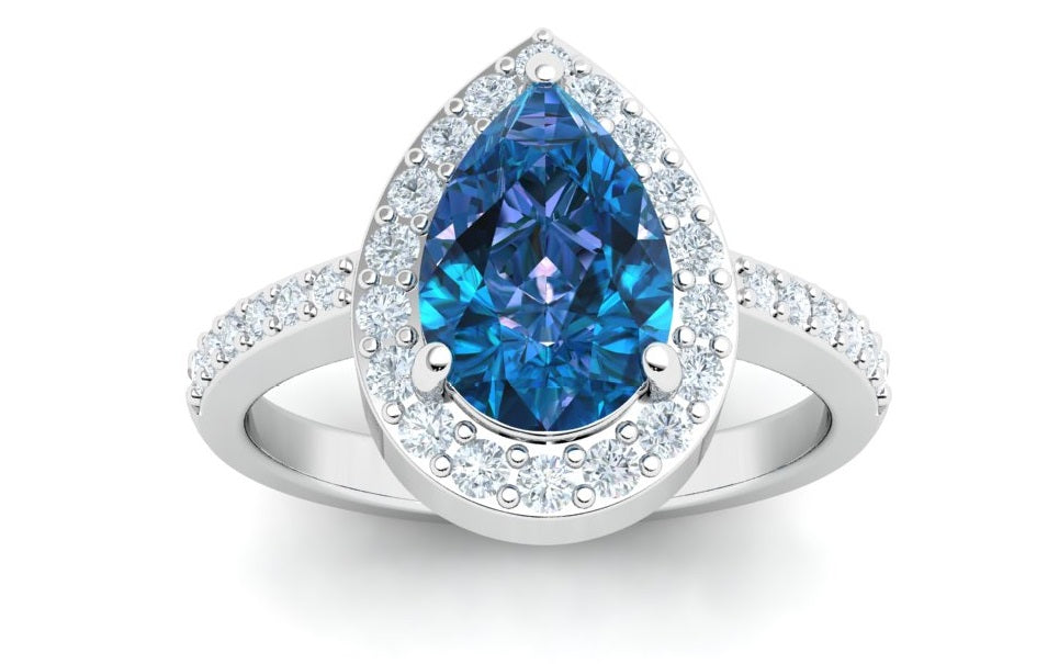 The Kate - Sapphire Pear Halo Ring