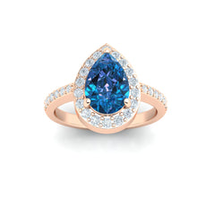 Load image into Gallery viewer, The Kate - Sapphire Pear Halo Ring