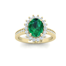 Load image into Gallery viewer, The Caitlyn - Oval Emerald Halo Ring