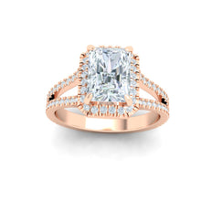 Load image into Gallery viewer, The Duchess - Radiant Cut with Halo Ring