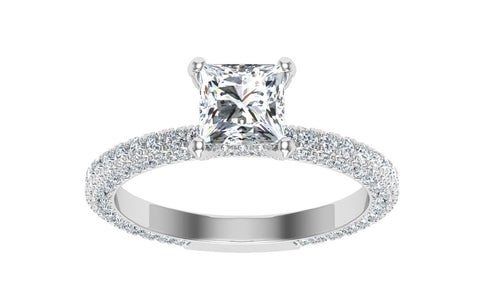 The Naomi- Princess Cut Micro Pavé Ring