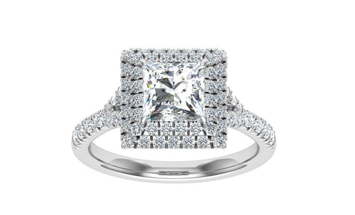 The Fiona - Princess Cut Double Halo Ring
