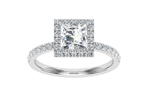 The Lucia- Princess Cut Halo Ring