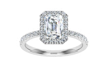 Load image into Gallery viewer, The Faith - Emerald Cut Halo Ring