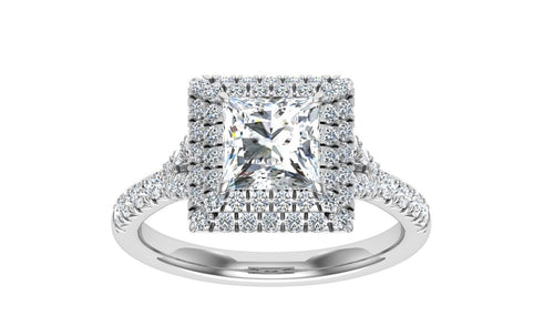 The Thea- Radiant Cut Double Halo Ring