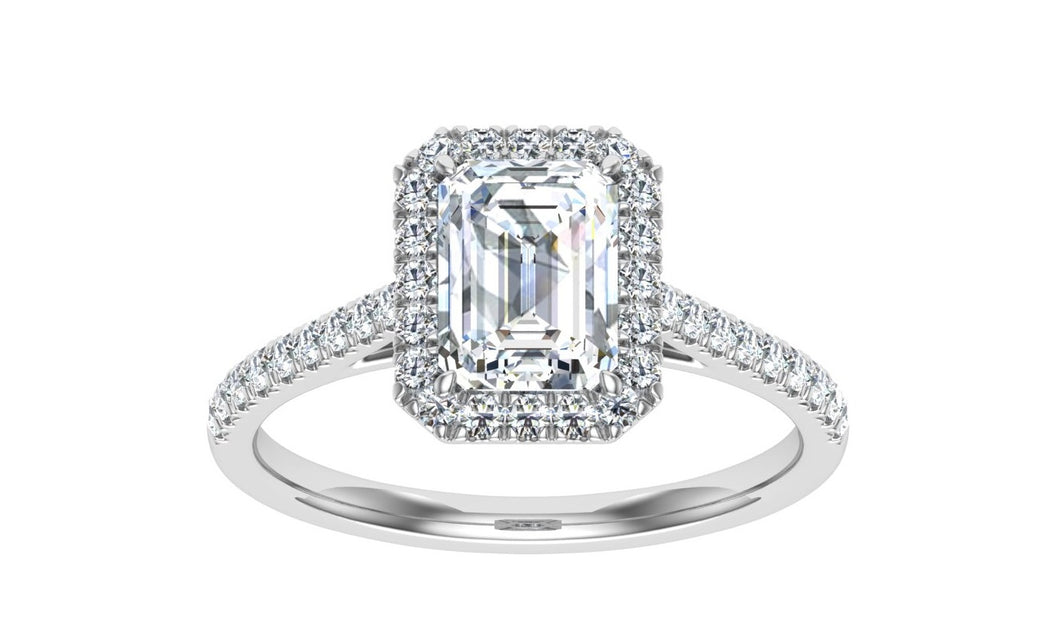 The Julia - Emerald Cut Halo Ring