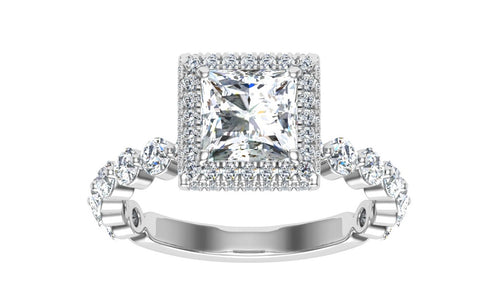 The Marlin - Princess Cut Double Edge Halo Ring