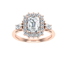 Load image into Gallery viewer, The Grace - Emerald Cut Halo Ring