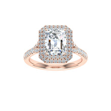 Load image into Gallery viewer, The Paige- Emerald Cut Double Halo Ring