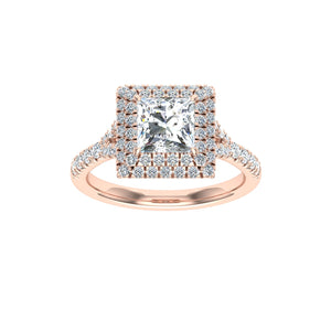 The Thea- Radiant Cut Double Halo Ring
