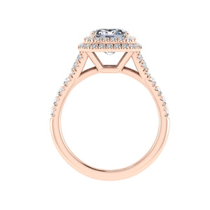 The Paige- Emerald Cut Double Halo Ring