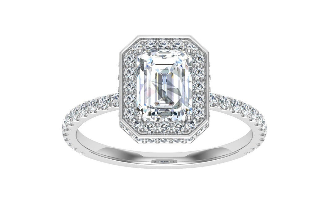 The Everlee - Emerald Cut Double Edge Halo Ring