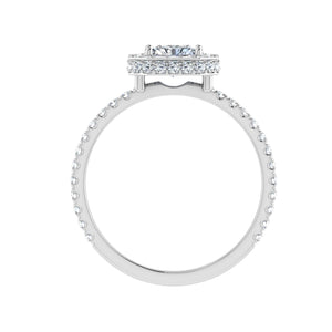 The Felicity -  Radiant Cut Double Edge Halo Ring
