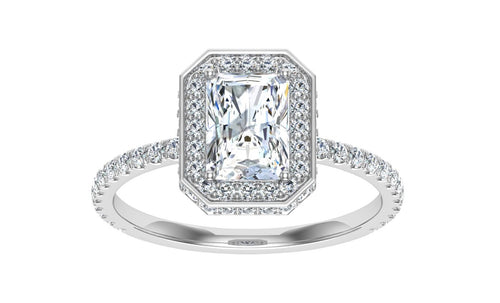 The Felicity -  Radiant Cut Double Edge Halo Ring