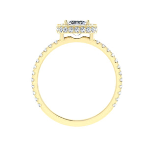 The Everlee - Emerald Cut Double Edge Halo Ring