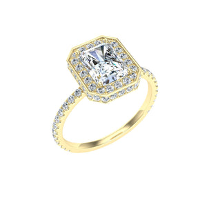 The Felicity -  Radiant Cut Double Edge Halo Ring