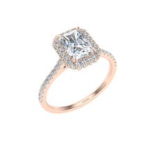 Load image into Gallery viewer, The Tori - Radiant Cut Halo Ring