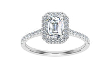 Load image into Gallery viewer, The Clare - Emerald Cut Halo Ring