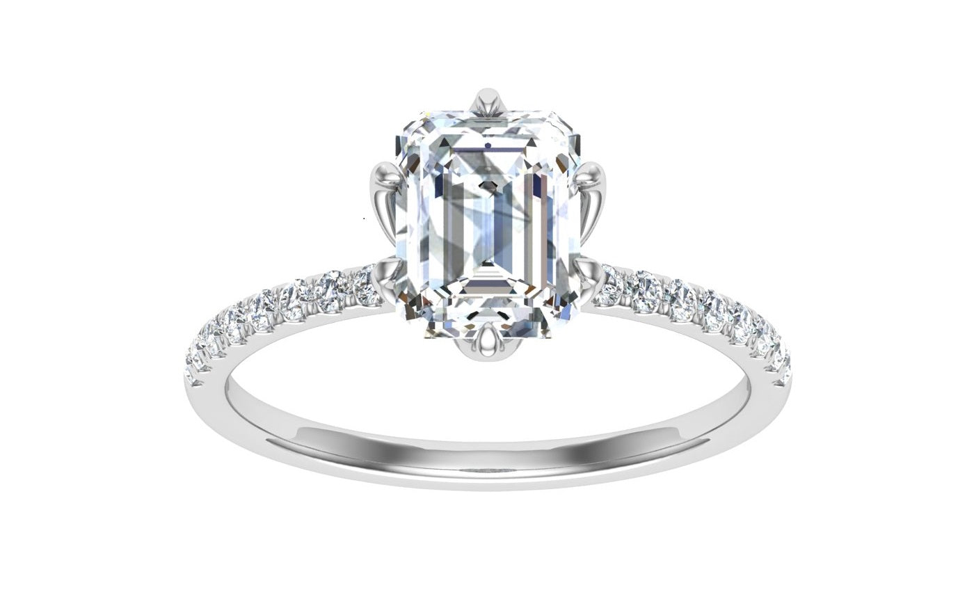The Legacy Emerald Cut Hidden Halo Ring 3 14K White Gold