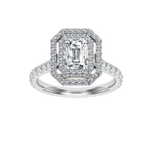 Load image into Gallery viewer, The Katalina - Emerald Cut Double Halo Ring