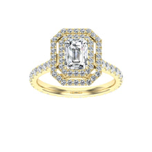 Load image into Gallery viewer, The Tara - Emerald Cut Halo Ring