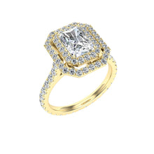 Load image into Gallery viewer, The Mallory - Radiant Cut Double Halo Ring